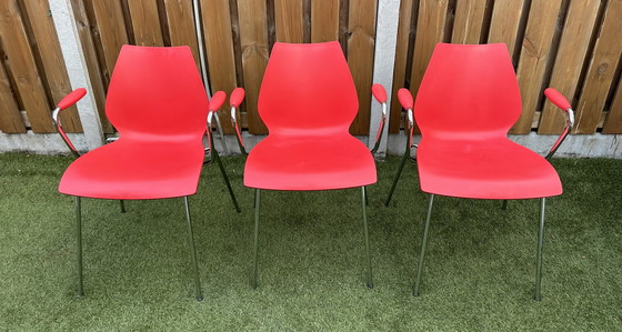 Image 1 of Kartell Maui 3 chairs with armrests.