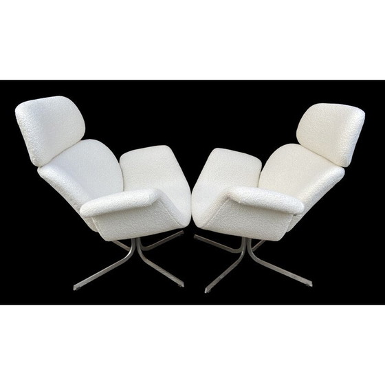 Image 1 of Pair of vintage Tulip armchairs in boucle fabric by Pierre Paulin