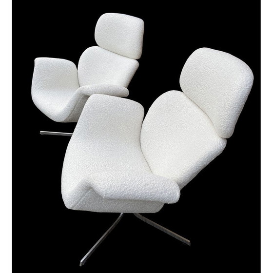 Image 1 of Pair of vintage Tulip armchairs in boucle fabric by Pierre Paulin