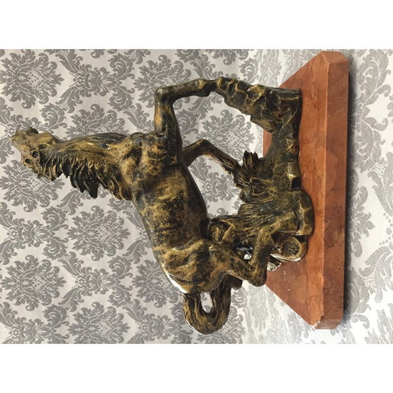 Image 1 of Vintage horse sculpture statue in oxolyte and marble, 1970