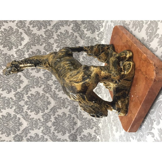 Image 1 of Vintage horse sculpture statue in oxolyte and marble, 1970