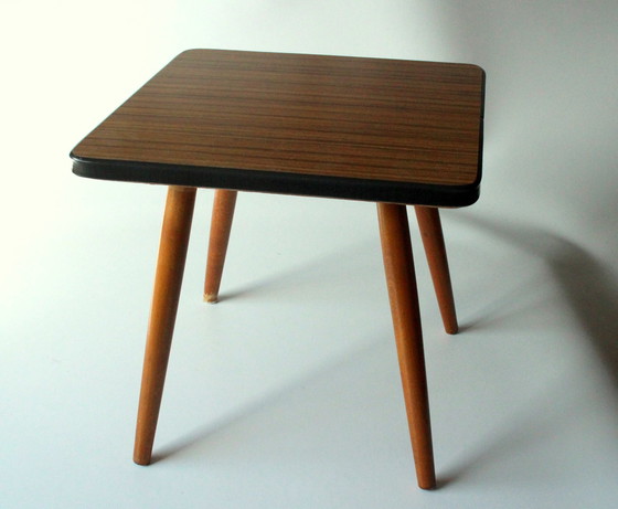 Image 1 of Rockabilly wooden flower stool, vintage from the 1950s