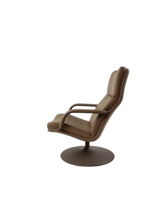 Image 1 of Artifort Swivel Chair F182 Brown Leather | Swivel Chair Leather