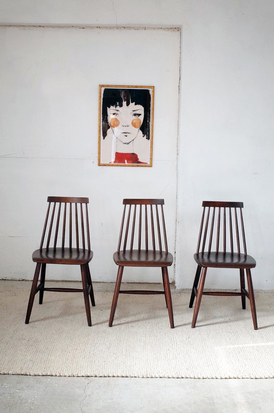 Image 1 of 3x vintage chairs style rung chairs