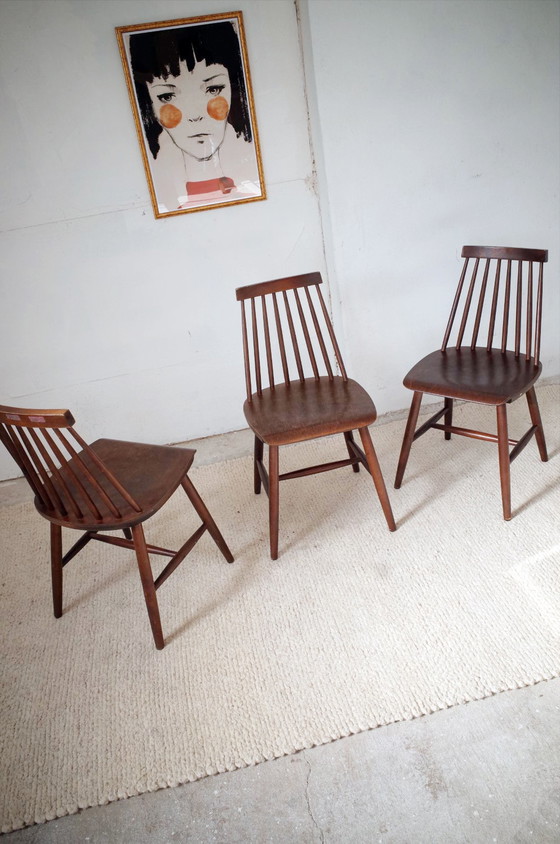 Image 1 of 3x chaises style vintage à croisillons