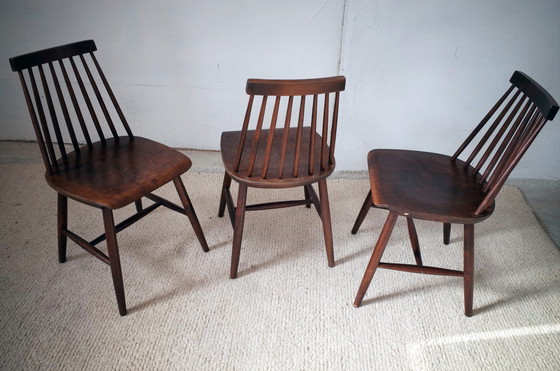 Image 1 of 3x vintage chairs style rung chairs