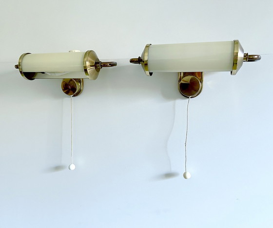 Image 1 of 2X Art Deco Glass Reading Lamps