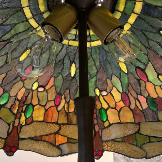 Image 1 of Very Large Dragonfly Table Lamp In Tiffany Style