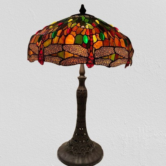 Image 1 of Very Large Dragonfly Table Lamp In Tiffany Style