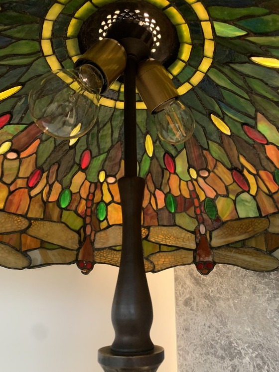 Image 1 of Very Large Dragonfly Table Lamp In Tiffany Style
