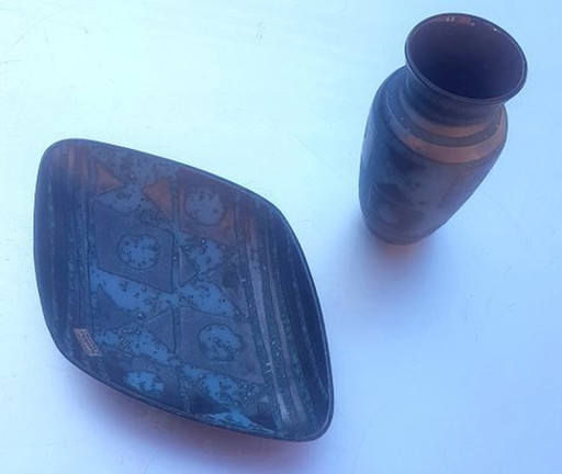 Vaso e ciotola Ankara di metà secolo di Carstens Tönnishof, anni '60, set di 2