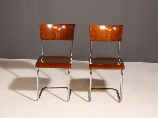 Pair Of Bauhaus Chair S43 By Mart Stam For Kovona, 1950´S