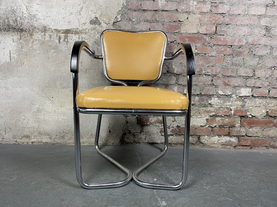 Image 1 of Vintage tubular steel armchair