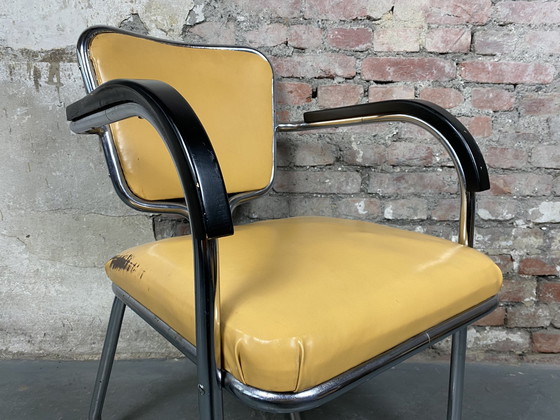Image 1 of Vintage tubular steel armchair
