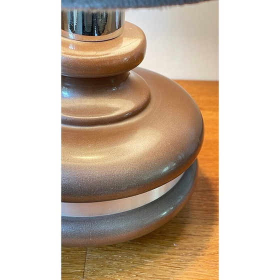 Image 1 of Vintage enameled ceramic lamp surrounded by aluminum, 1970