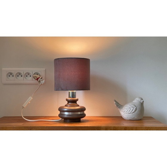 Image 1 of Vintage enameled ceramic lamp surrounded by aluminum, 1970