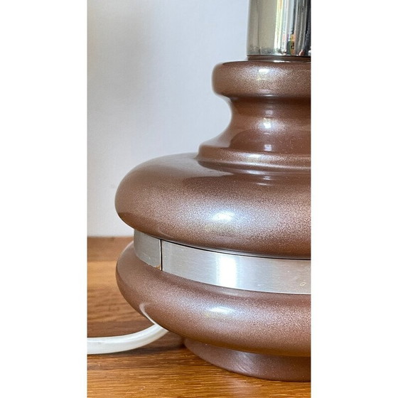 Image 1 of Vintage enameled ceramic lamp surrounded by aluminum, 1970