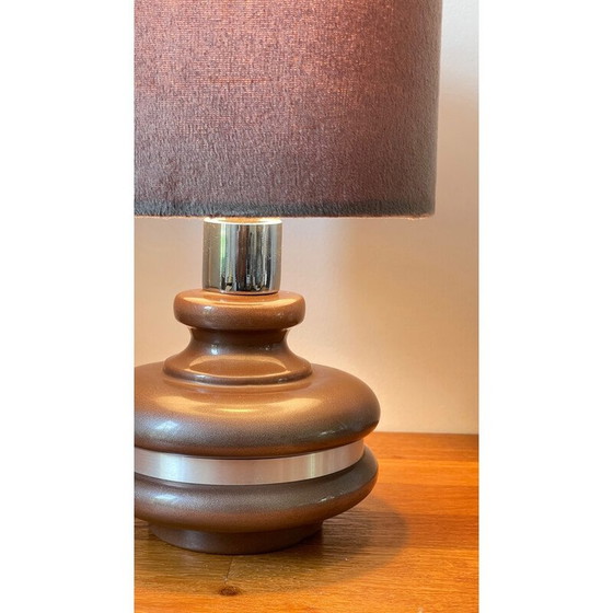 Image 1 of Vintage enameled ceramic lamp surrounded by aluminum, 1970