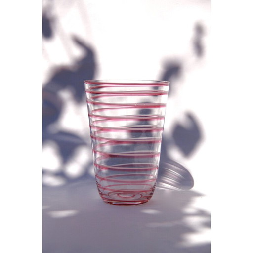 Jarrón vintage ChupaChups rosa de Murano, Italia, década de 1970