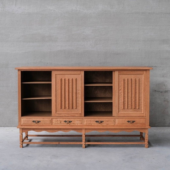 Image 1 of Vintage oak highboard with hinged doors, Denmark 1960s