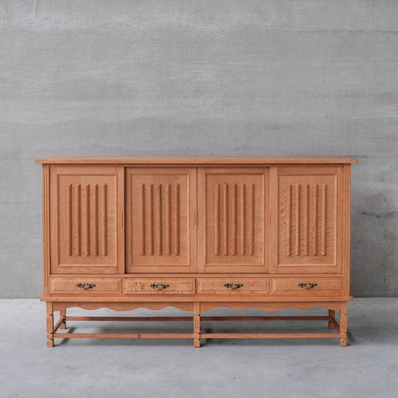 Image 1 of Vintage oak highboard with hinged doors, Denmark 1960s