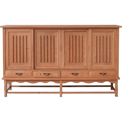 Vintage oak highboard with hinged doors, Denmark 1960s