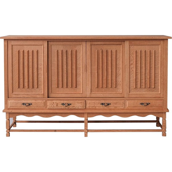 Image 1 of Vintage oak highboard with hinged doors, Denmark 1960s