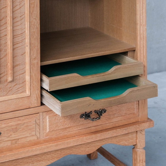 Image 1 of Vintage oak highboard with hinged doors, Denmark 1960s