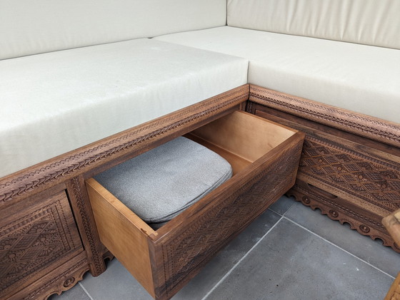 Image 1 of Zanat seating area hand-carved from walnut wood