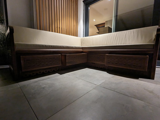 Image 1 of Zanat seating area hand-carved from walnut wood