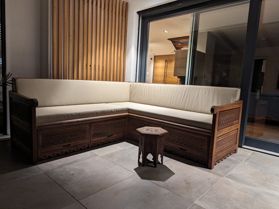 Image 1 of Zanat seating area hand-carved from walnut wood