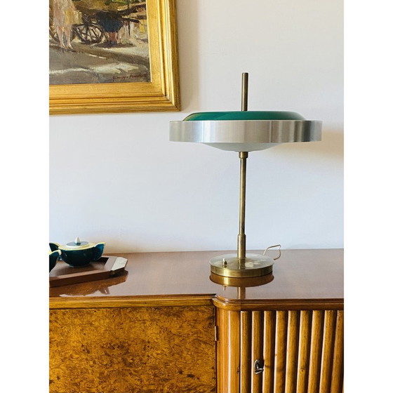 Image 1 of Vintage brass and glass table lamp by Oscar Torlasco for Lumi, Italy 1960
