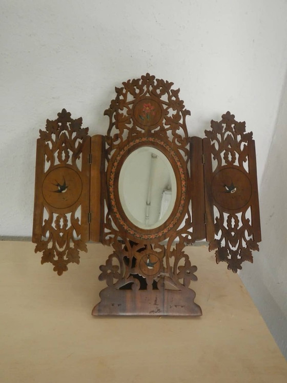 Image 1 of 1930'S Make Up Mirror In Olive  1930