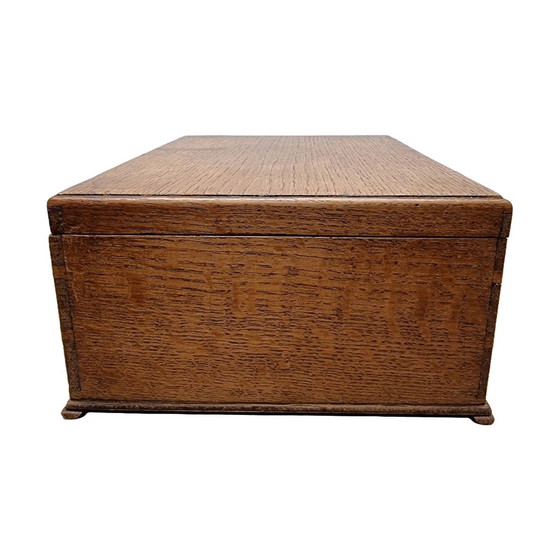 Image 1 of Old Oak Box with Compartments Circa 1900