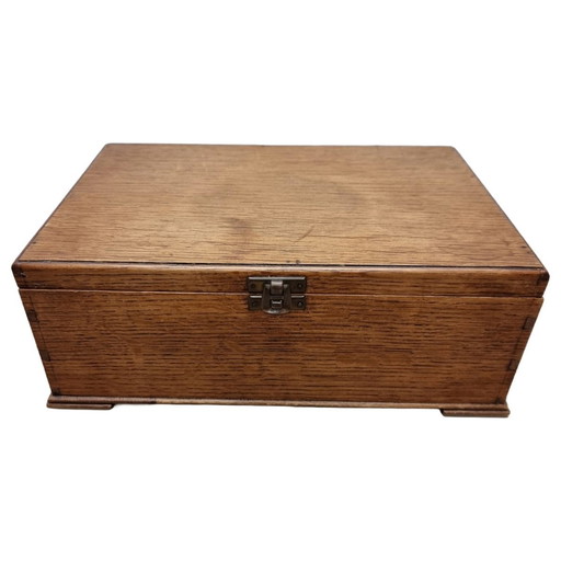 Old Oak Box with Compartments Circa 1900