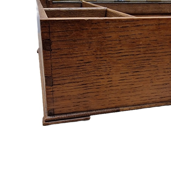 Image 1 of Old Oak Box with Compartments Circa 1900