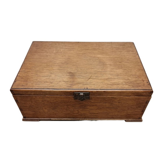 Image 1 of Old Oak Box with Compartments Circa 1900