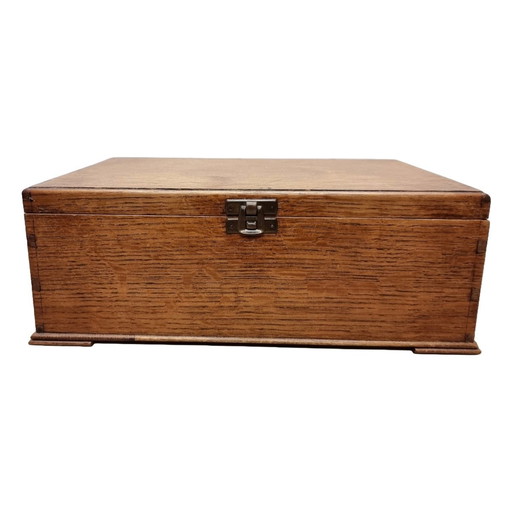 Old Oak Box with Compartments Circa 1900