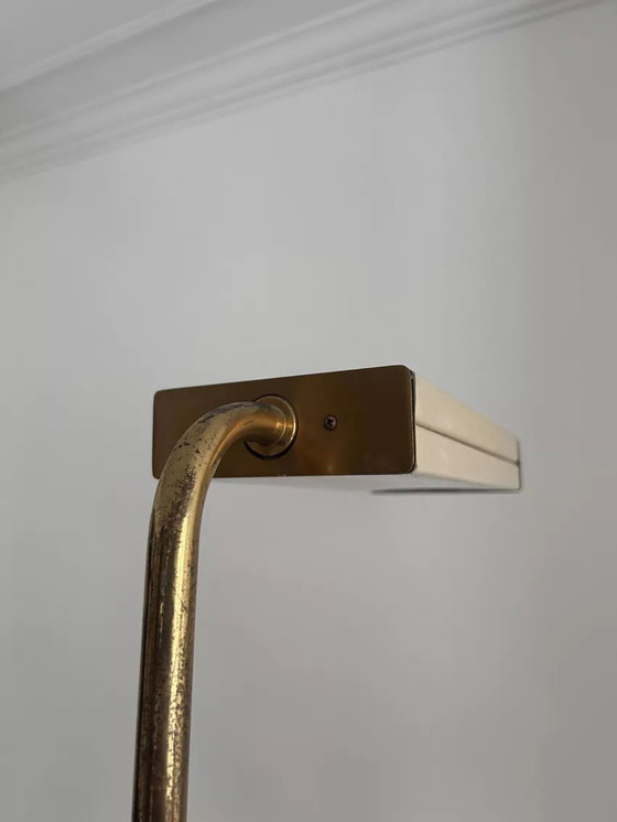 Image 1 of Lampada da terra vintage, ottone massiccio e metallo laccato color crema, Italia anni '70