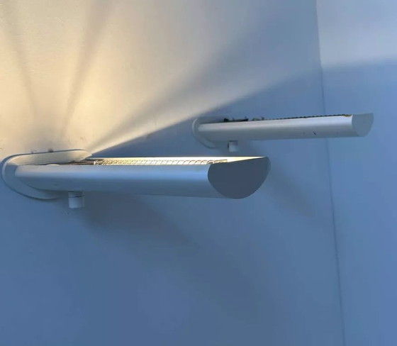 Image 1 of 2X D'Applique Vintage À Intensité Variable, Métal Laqué Blanc, France 1970