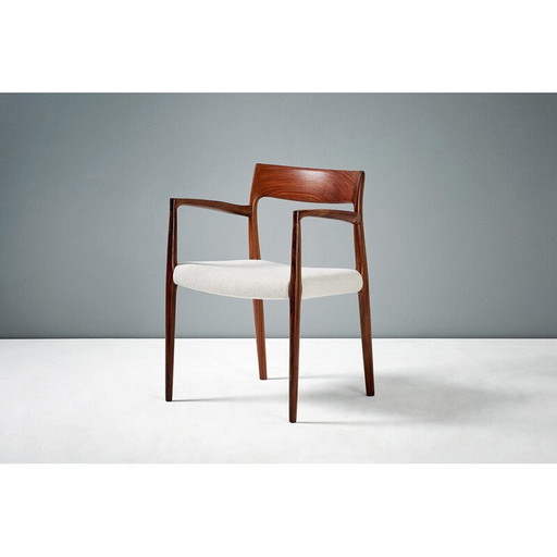 Vintage model 57 chair for J.L. Moller in rosewood and grey wool 1950s