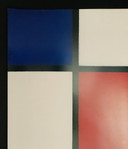 Piet Mondriaan, litografia a colori, alta qualità, edizione limitata: "Composizione con ampia area rossa, gialla e blu&quot