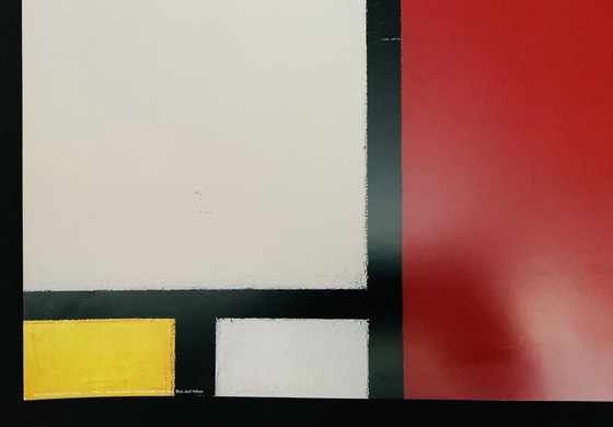 Image 1 of Piet Mondriaan, Litografía a color, Alta calidad, Edición limitada: "Composición con gran área roja, amarilla y azul".