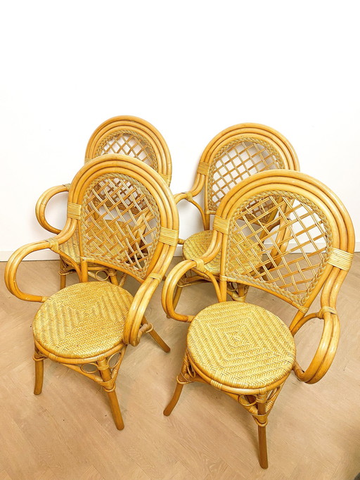 4 X Rattan Chairs Dining Room Chairs