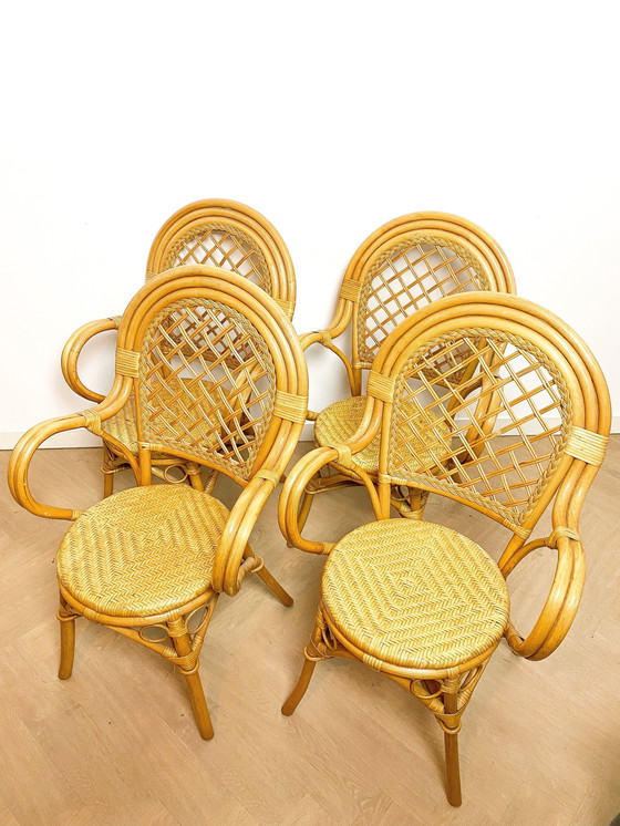 Image 1 of 4 X Rattan Chairs Dining Room Chairs