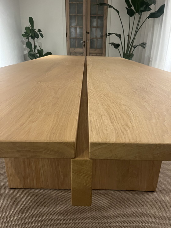 Image 1 of Solid Oak Dining Table, Modern Sleek Design