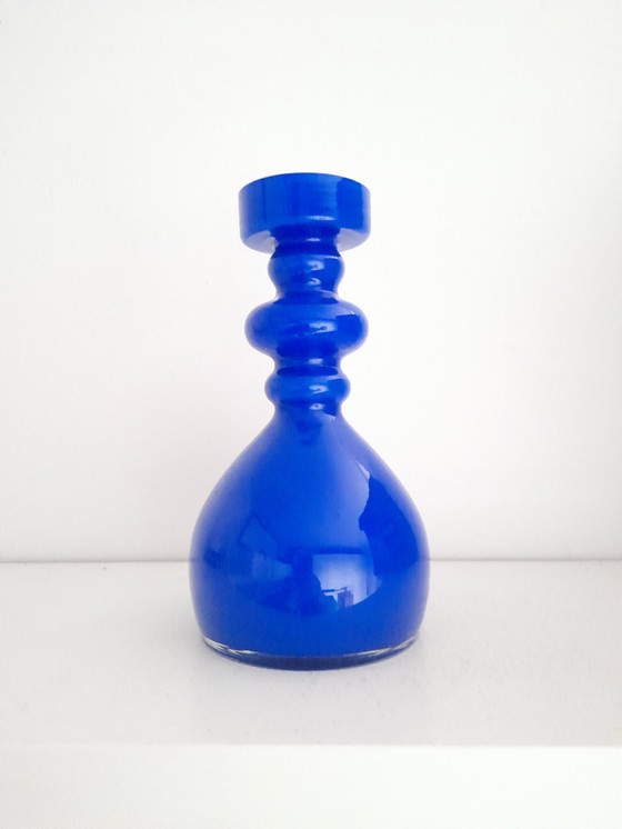 Image 1 of Hirschberg Cobalt Blue Glass Ring Vase