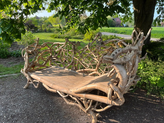 Image 1 of Bamboo carrot garden bench lounger