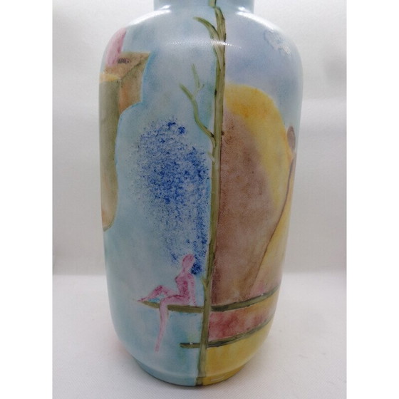 Image 1 of Vintage painted opaline vase