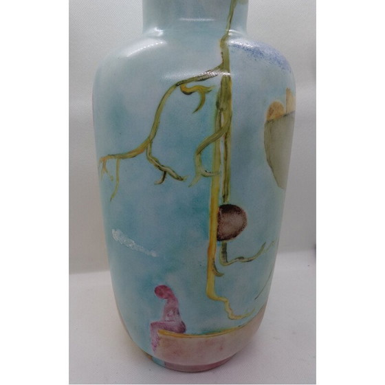 Image 1 of Vintage painted opaline vase